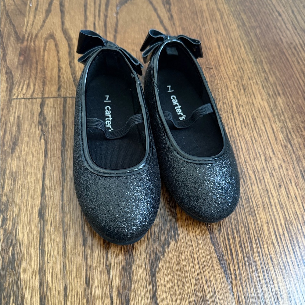Carter's Black Glitter Bow Girls' Ballet Flats